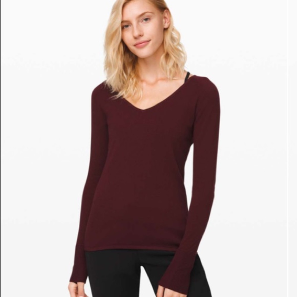 Lululemon Stand Steady V Neck Garnet Sz XS w/tags